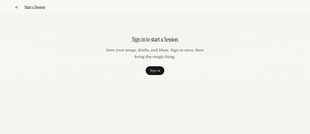 The Start a Session screen asking you to sign in first.